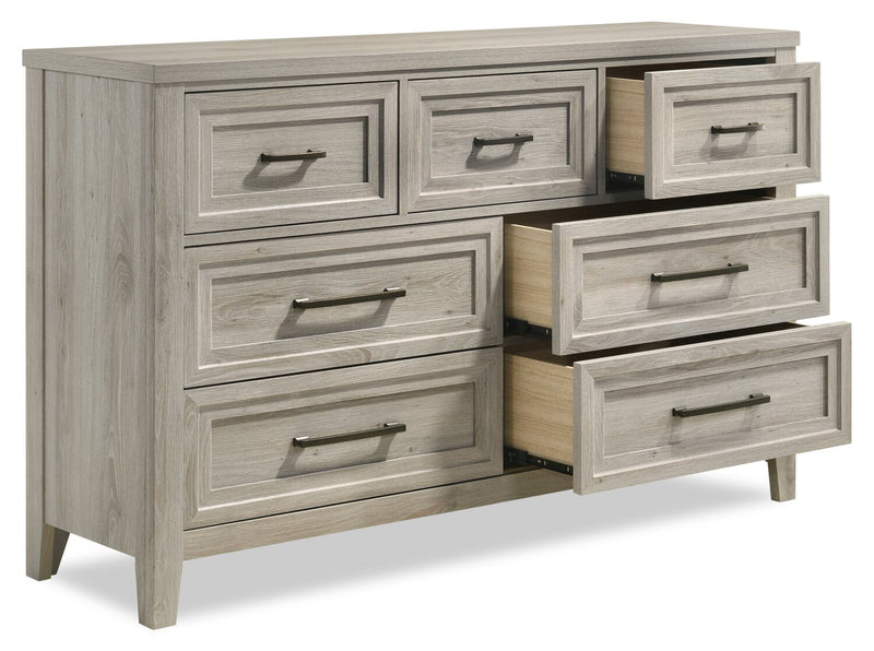 Lara Bedroom 7-Drawer Dresser, 60.6\"W x 38\"H - Antique Grey 