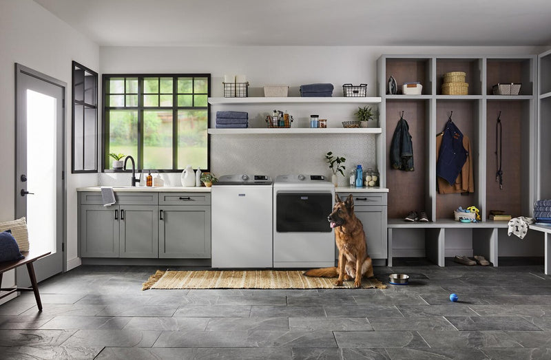 Maytag 6.0 Cu. Ft. Top-Load Washer and 7.4 Cu. Ft. Pet Pro Front Load Gas Dryer – White 