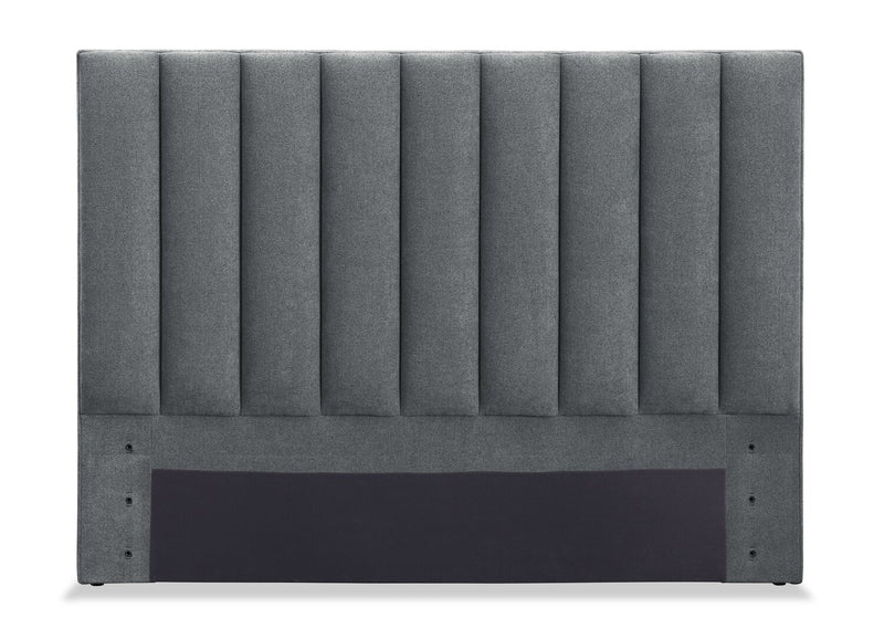 Amos Charcoal Channel Fabric Headboard - Queen