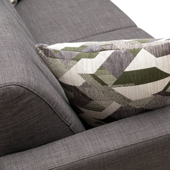 Kort & Co. Freeman 80” Charcoal Grey Linen-Look Fabric Condo Size Sofa with Wood Base and Legs