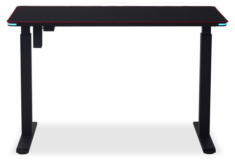 Finch 47\" Gaming Office Desk with Electric Height Adjustment and RGB Lighting – Black and Red Piping 