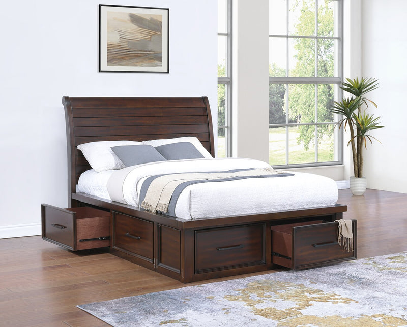 Sonoma Platform Two-Sided Storage Bed with Headboard & Frame, Mango Brown - Full Size