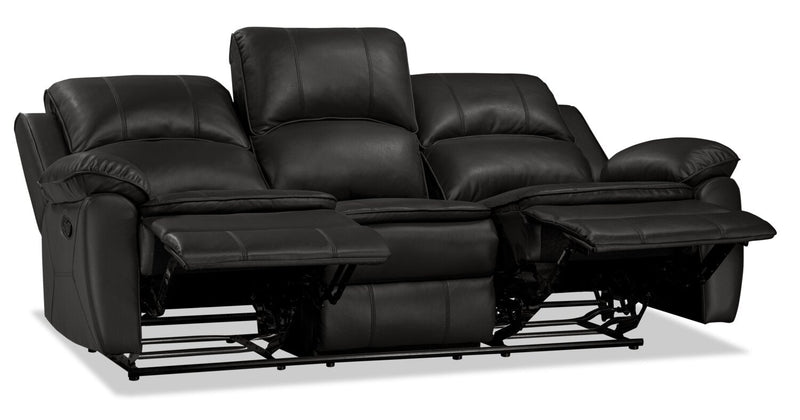 Chandler 82\" Leather-Look Fabric Reclining Sofa - Grey 
