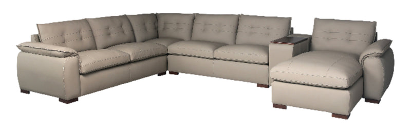 Raya 5-Piece Genuine Leather Modular Right-Facing Sectional - Stone