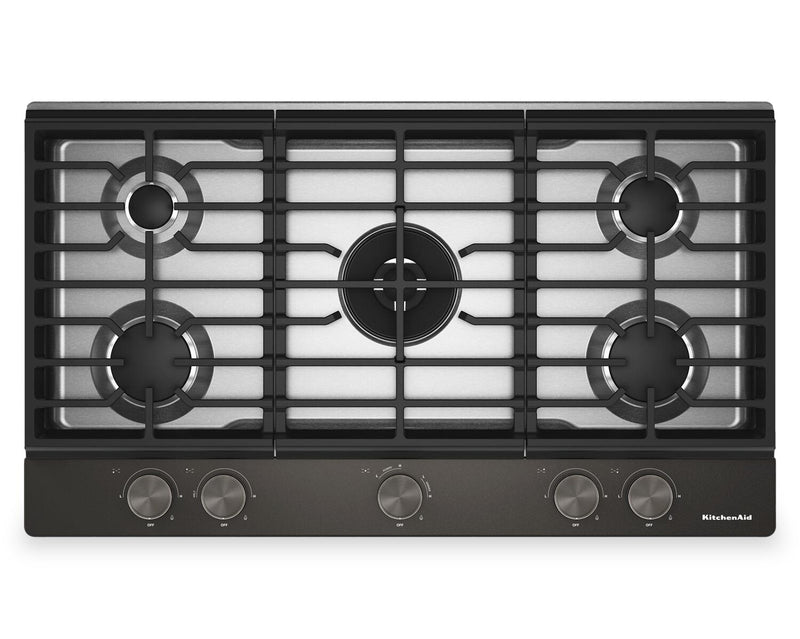 KitchenAid Gas-on-Metal Cooktop with Integrated Wok Grate – Black Ore - KCGK736SBE