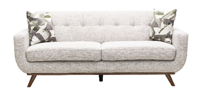 Kort & Co. Freeman 80” Dove White Linen-Look Fabric Condo Size Sofa with Wood Base and Legs