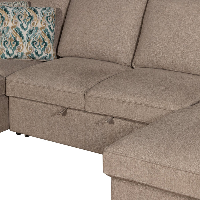 Haven 4-Piece Chenille Right-Facing Sleeper Sectional - Taupe