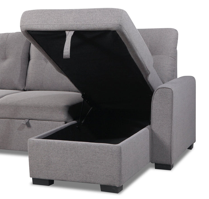 Carter 2-Piece Right-Facing Linen-Look Fabric Sleeper Sectional with Storage Chaise - Solis Grey 
