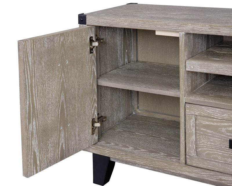 Eamon 64” Solid Wood TV Stand with Storage - Grey