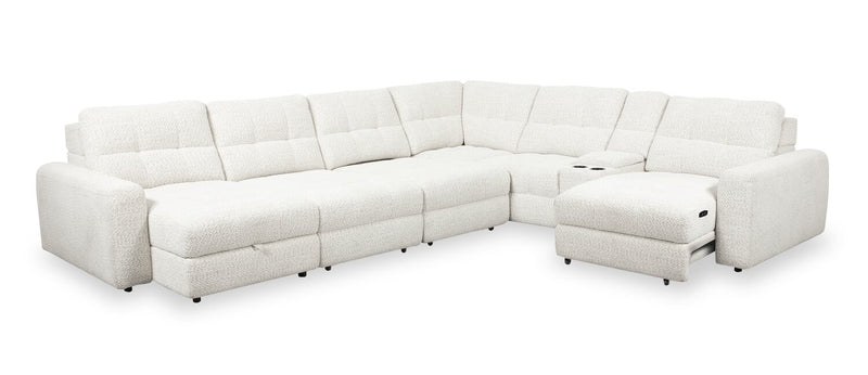 Scott Living Elevate Modular 7-Piece Left-Facing Beige Chenille Fabric Sectional with Power Sliding