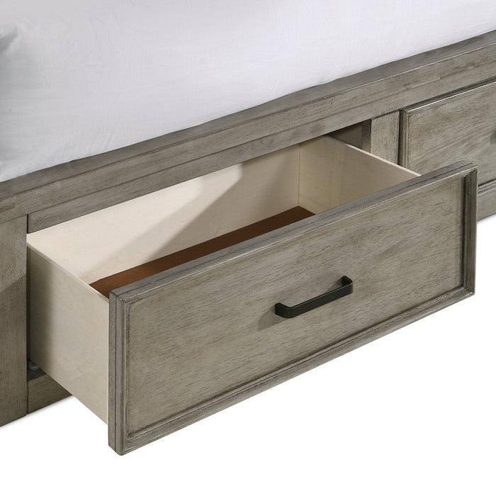 Levi Platform Storage Bed with Headboard & Frame, Wooden, Drift Grey - King Size 