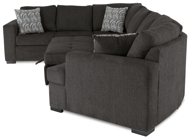Legend 3-Piece Right-Facing Chenille Cuddler Sleeper Sectional - Pewter