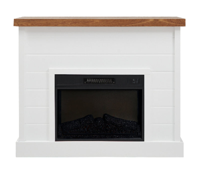 Mehgan 43.8\" Modern Electric Fireplace - White & Brown Two Tone