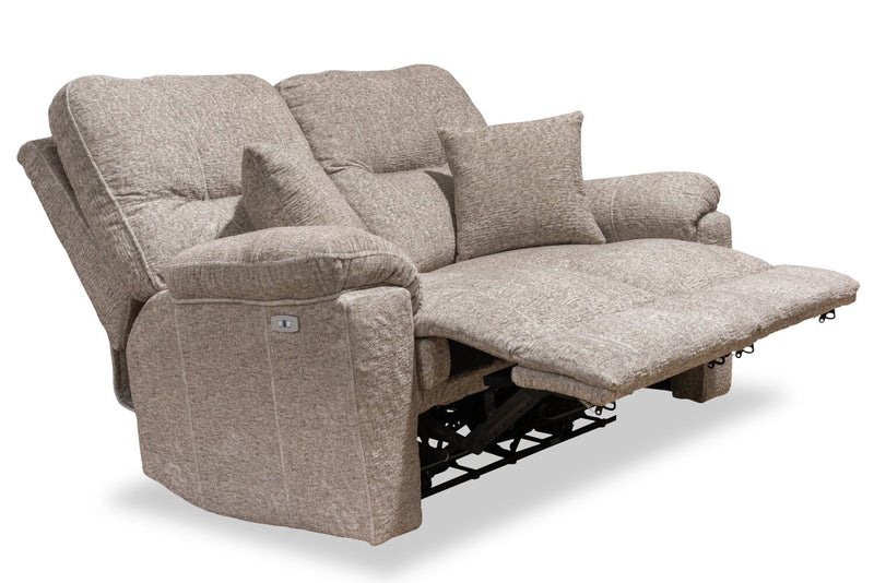 Made in Canada Dawson 64\" Fabric Power Reclining Loveseat with USB Port and Accent Pillows - Beige 
