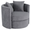 Made in Canada Petite 36\" Chenille Fabric Swivel Cuddler Accent Chair - Plush Thunder Grey 