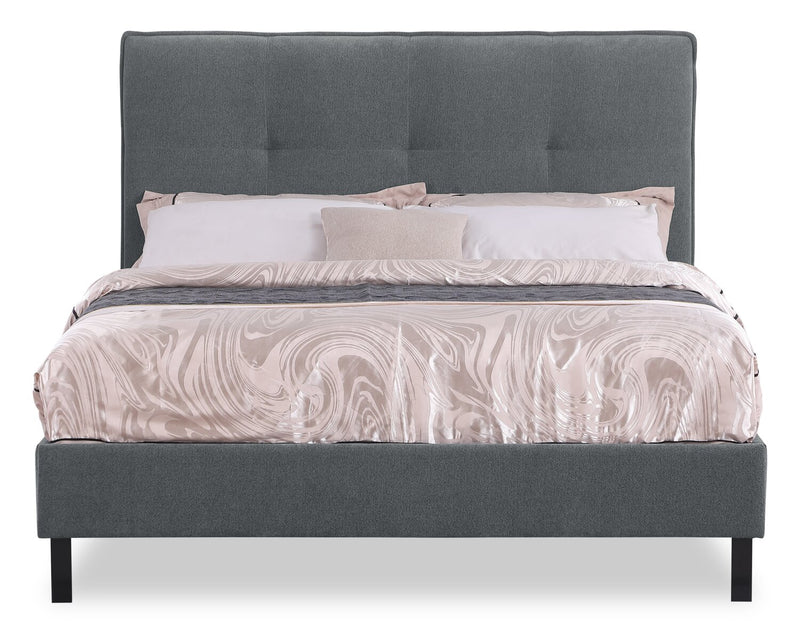 Amos Charcoal Upholstered Platform Bed Base - Full
