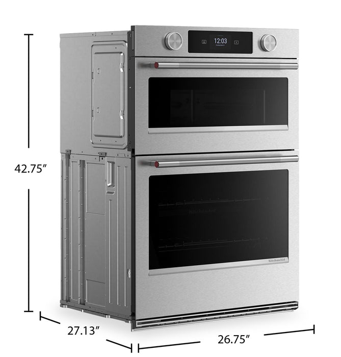 Kitchenaid 27\" Smart Electric Combo Wall Oven with Assisted Cooking Modes - PrintShield™ - KOEC727SPS