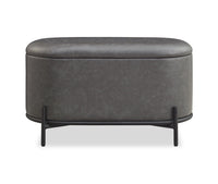 Victoria 18” Faux Leather Storage Ottoman with Metal Base – Charcoal 