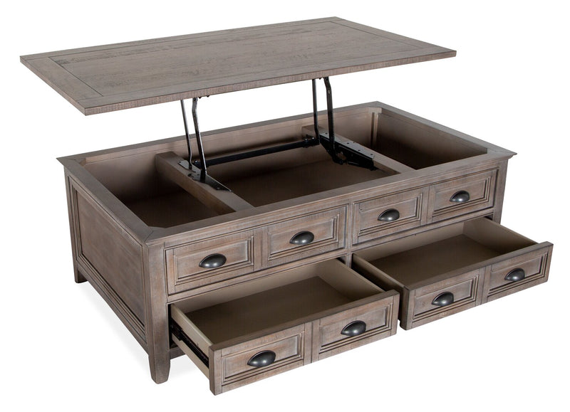 Hanson 50” Traditional Pine Lift Top Coffee Table with Storage and Casters - Dovetail Grey