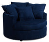 Made in Canada Grande 48\" Chenille Fabric Cuddler Accent Chair - Groove Midnight Blue 
