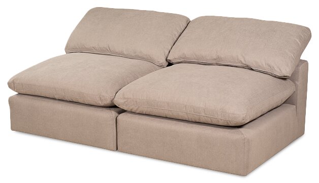 Eclipse 5-Piece Linen-Look Fabric Modular Sectional with Ottoman - Slate