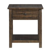 Edwin 22” Country Pine End Table with Storage - Homestead Brown