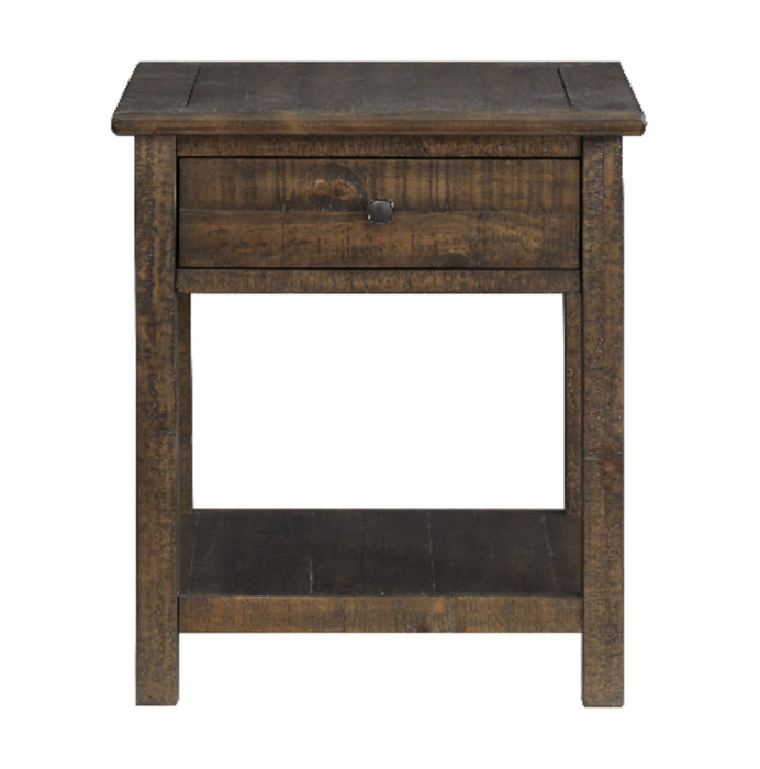 Edwin 22” Country Pine End Table with Storage - Homestead Brown