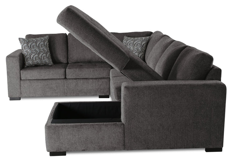 Legend 4-Piece Right-Facing Chenille Sleeper Sectional - Pewter 
