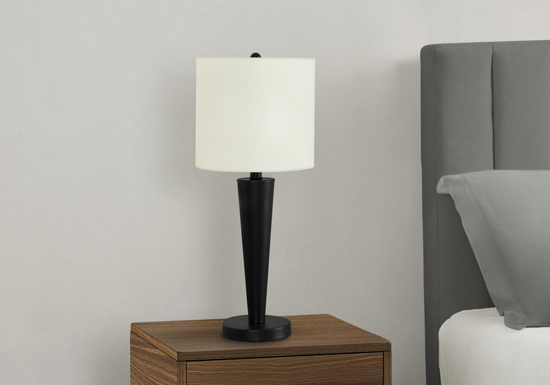 24\" Black Metal 2-Piece Set, with Two Table Lamps and USB Charging