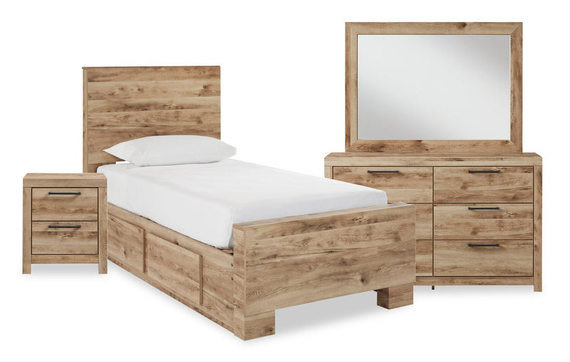 Derekson 6-Piece Twin Bedroom Set with Underbed Storage Bed - Natural