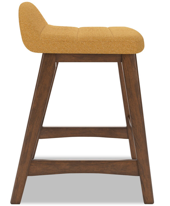 Jovi Counter-Height Stool with Linen-Look Fabric, 24\"H, Wood - Mustard 