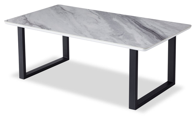 Serena 47.25\" Modern Coffee Table - White & Black with Marble Look