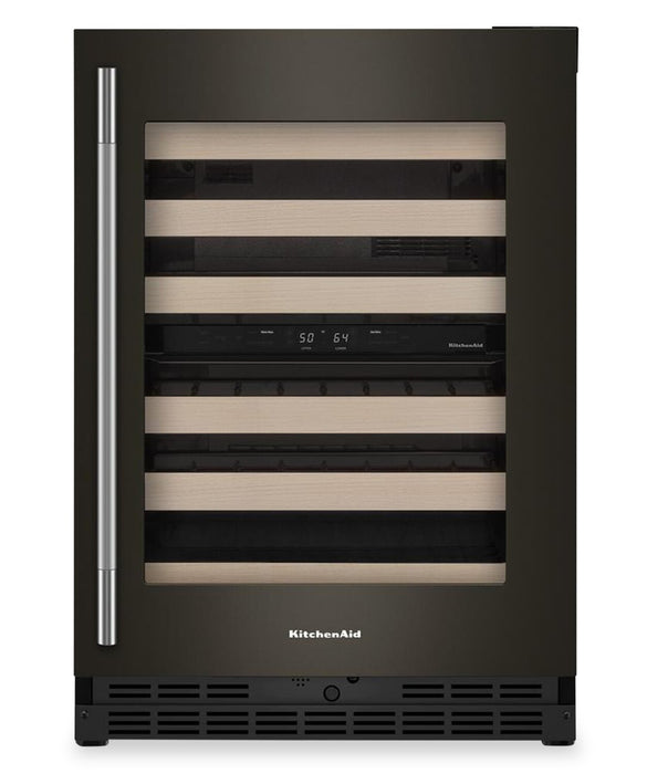 Kitchenaid® 24\" Undercounter Wine Cellar with Full-Extension Wood-Front Racks - KUWR524SBE