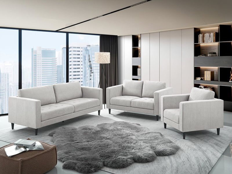 Metro 57\" Fabric Loveseat with Tufted Seat Cushions and Reversible Back Cushions - Neutral