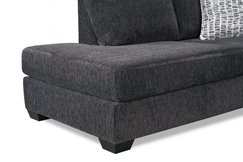Made in Canada Morgan 2-Piece Left-Facing Chenille Fabric Condo Size Sectional with Accent Pillows - Grey