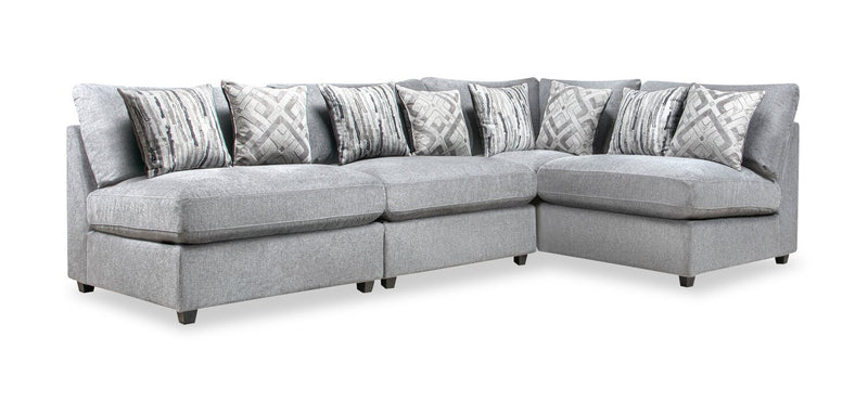 Scott Living Evolve Modular 4-Piece Grey Linen-Look Fabric Sectional with Feather Down Seat Cushions