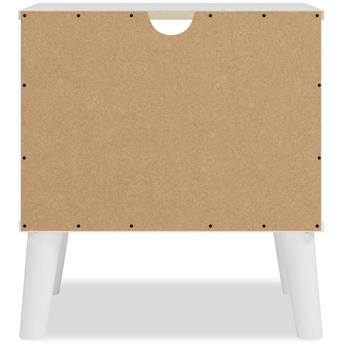 Wolf Bedside 1-Drawer Nightstand, 23.7\"W x 21.9\"H, Modern Mid-Century - Two-tone White & Natural 