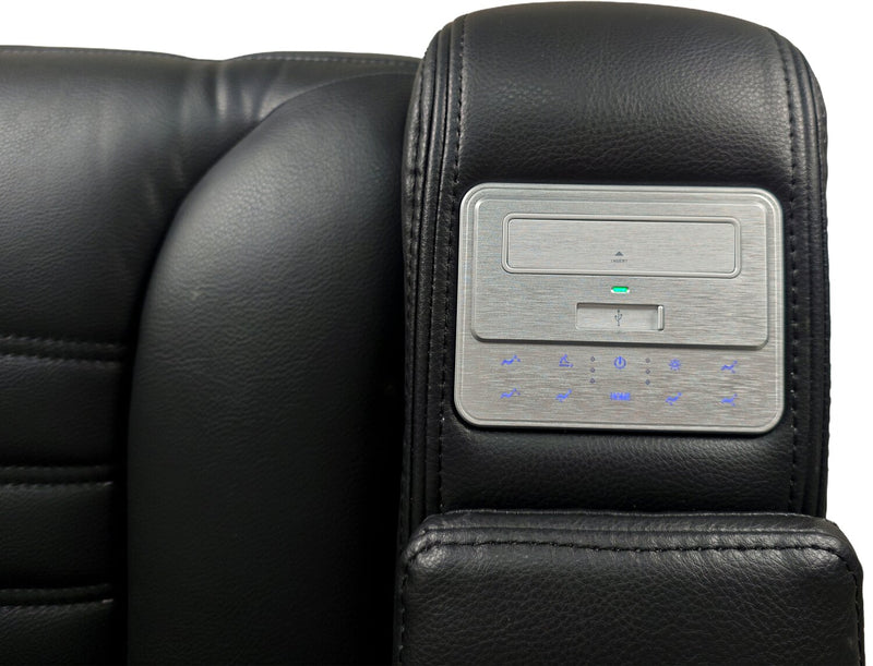 Zen 40\" Black Faux Leather Power Reclining Massage Chair with Power Headrest and Heated Seat 