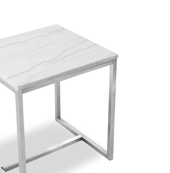 Sampson 20\" Modern Marble End Table - White