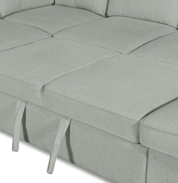 Scott Living Haven 3-Piece Right-Facing Chenille Fabric Sleeper Sectional with Storage Chaise - Seafoam Blue 