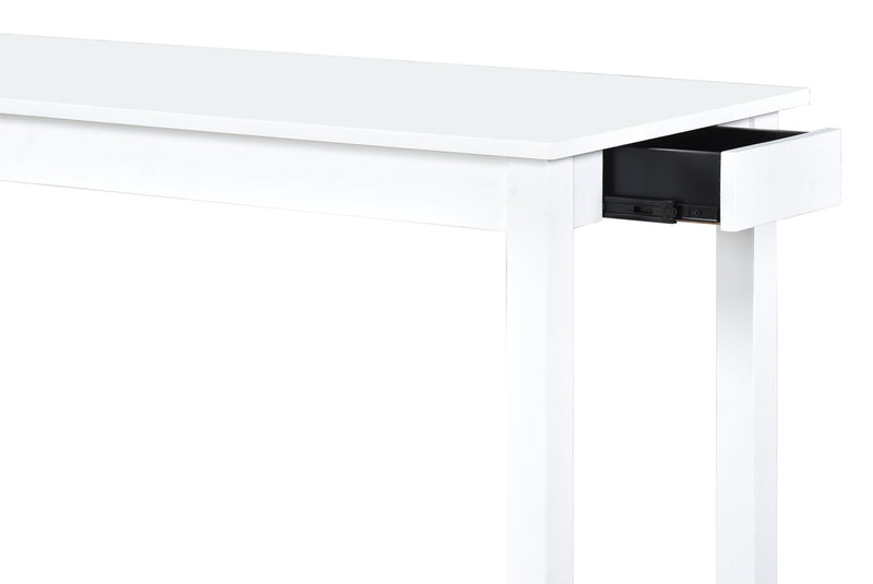 Noah 60” Modern Sofa Table with 3 Counter-Height Stools and USB Ports - White