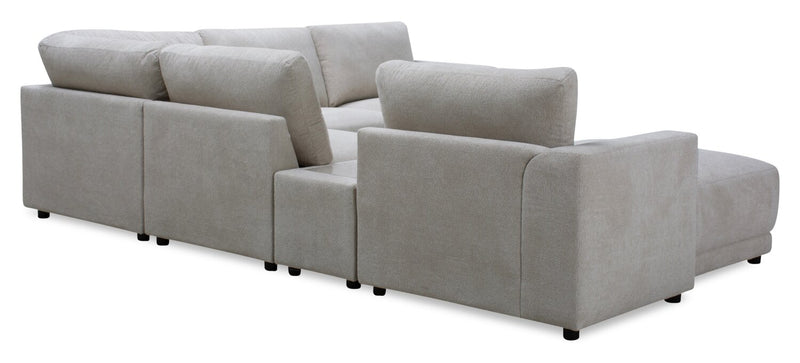Voyage Modular 6-Piece Right-Facing Fabric Sectional with Console and Removable Back Cushions – Beige