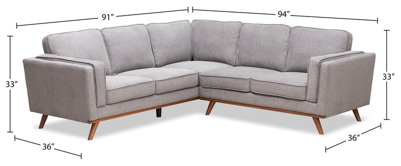 Kassia 2-Piece Linen-Look Sectional - Grey