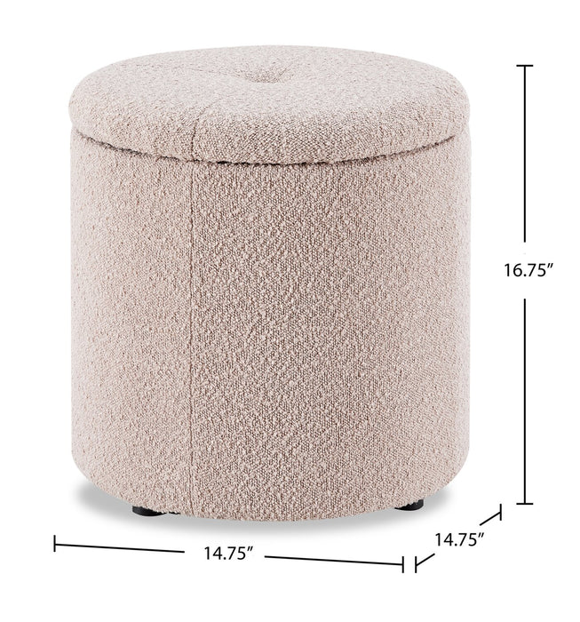 Saskatchewan Round Fabric Storage Ottoman - Pink