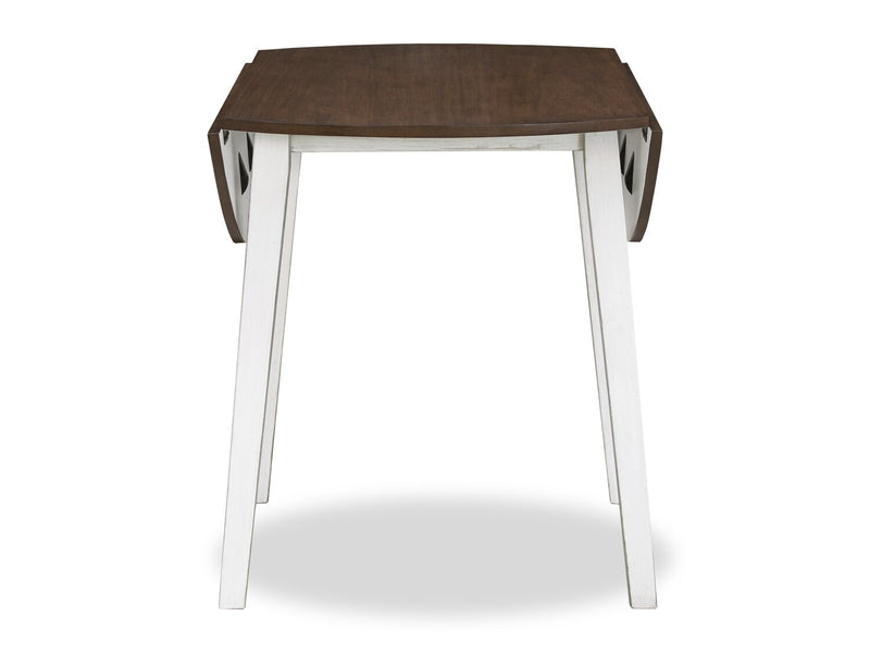 Bryn Drop-Leaf Dining Table, 42\" Round - Two-Tone White & Brown