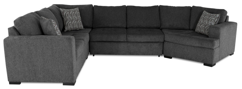 Legend 4-Piece Right-Facing Chenille Cuddler Sleeper Sectional - Pepper