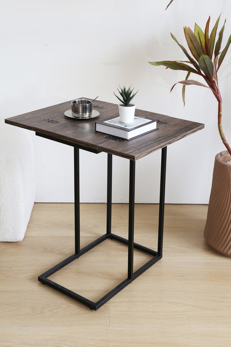 Pia Foldable Chairside Table - Brown