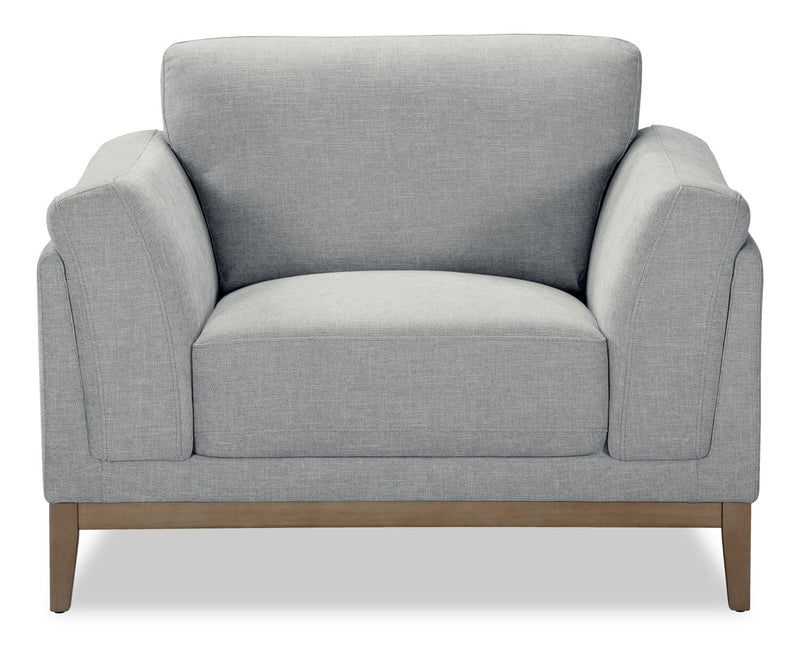 Valley 44\" Fabric Chair with Rubberwood Base and Legs - Grey