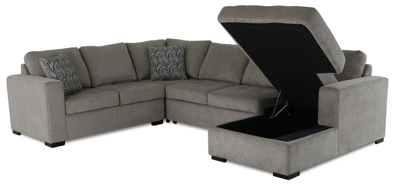 Legend 4-Piece Right-Facing Chenille Sleeper Sectional - Platinum 