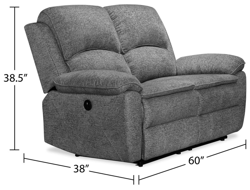Chandler 60\" Chenille Fabric Power Reclining Loveseat - Grey 